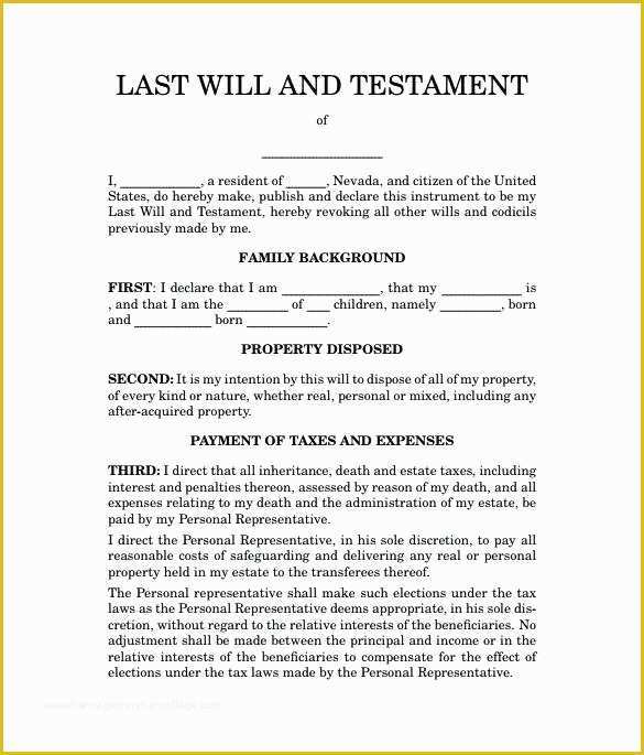 Best Free Last Will and Testament Template Of Last Will and Testament Word Template Sample form 7
