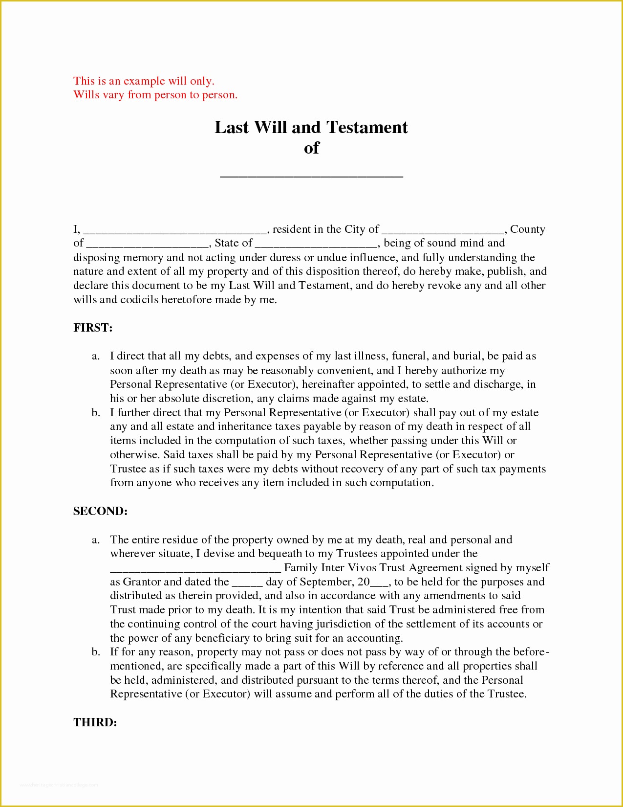 Best Free Last Will and Testament Template Of Unique Free Printable Last Will and Testament Blank forms