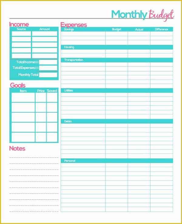 45 Best Free Monthly Budget Template