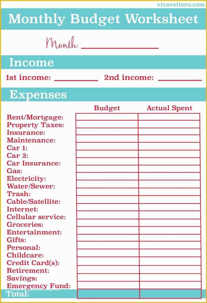 Best Free Monthly Budget Template Of Bud Worksheet Template Printable Best Free Printable