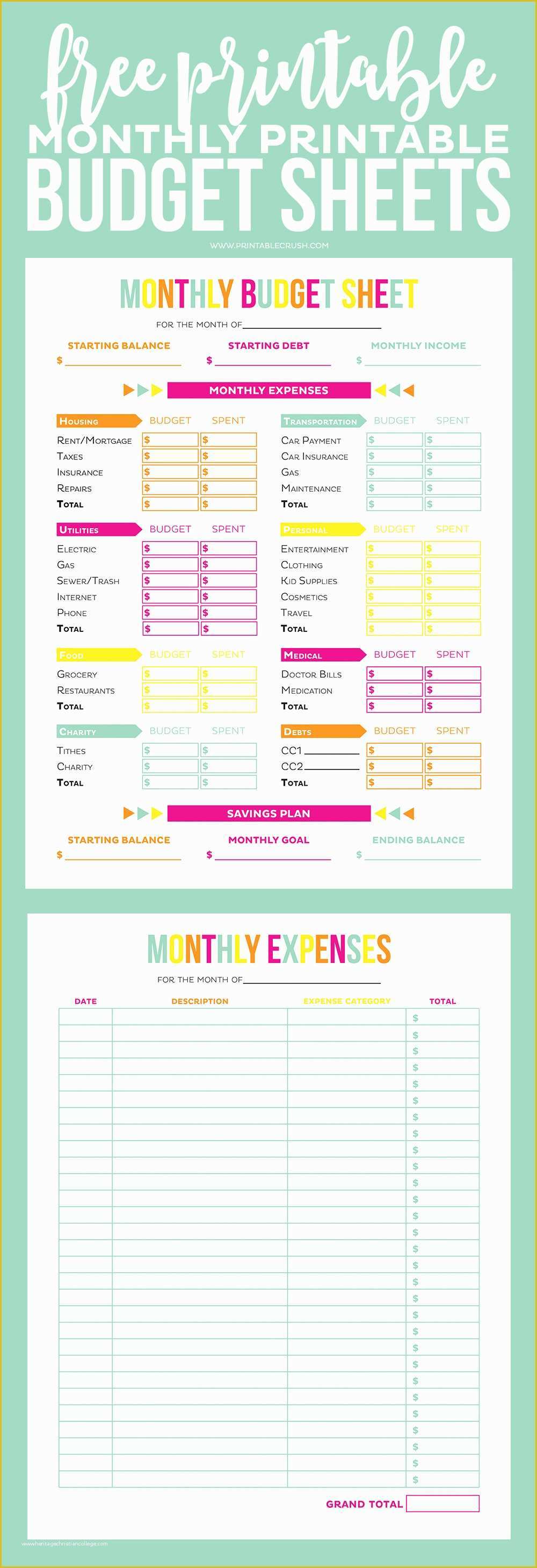 Best Free Monthly Budget Template Of Free Printable Monthly Bud Sheets 7 Best Images Of