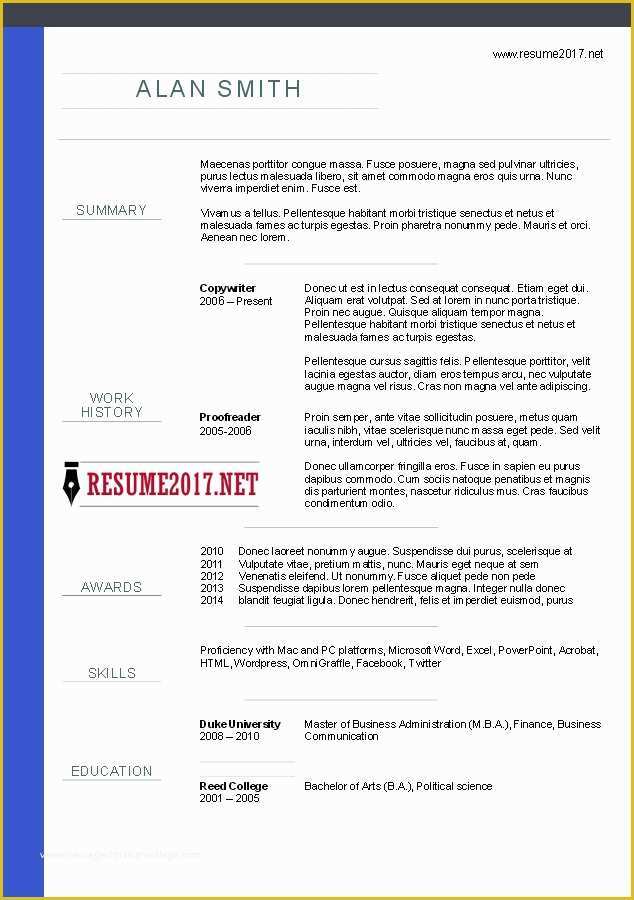 Best Free Resume Templates 2017 Of Chronological Resume format 2017