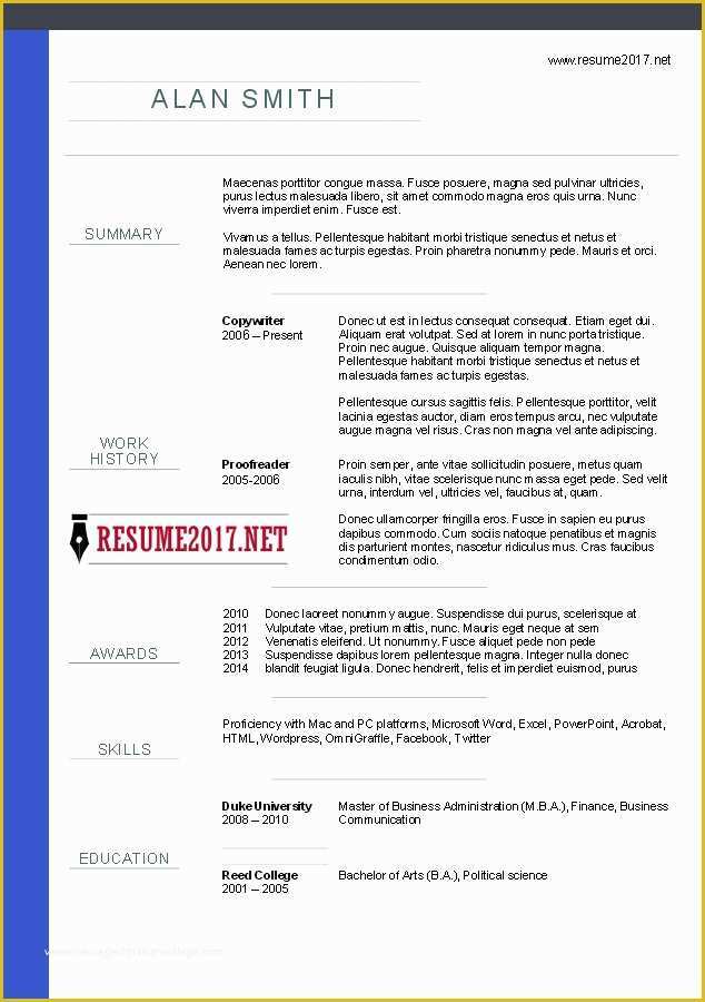 Best Free Resume Templates 2017 Of Chronological Resume format 2017