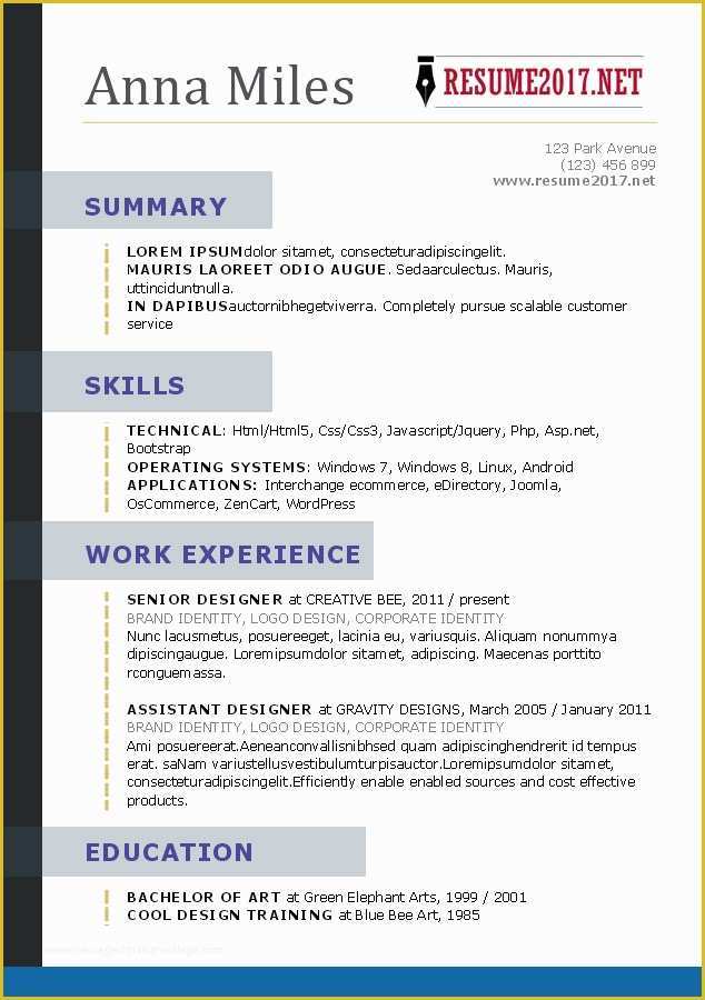 Best Free Resume Templates 2017 Of Resume format 2017 16 Free to Word Templates