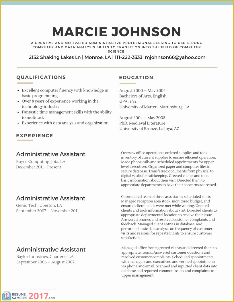 Best Free Resume Templates 2017 Of Successful Career Change Resume Samples