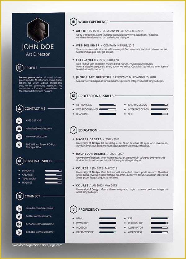 Best Free Resume Templates Of 10 Best Free Resume Cv Templates In Ai Indesign Word