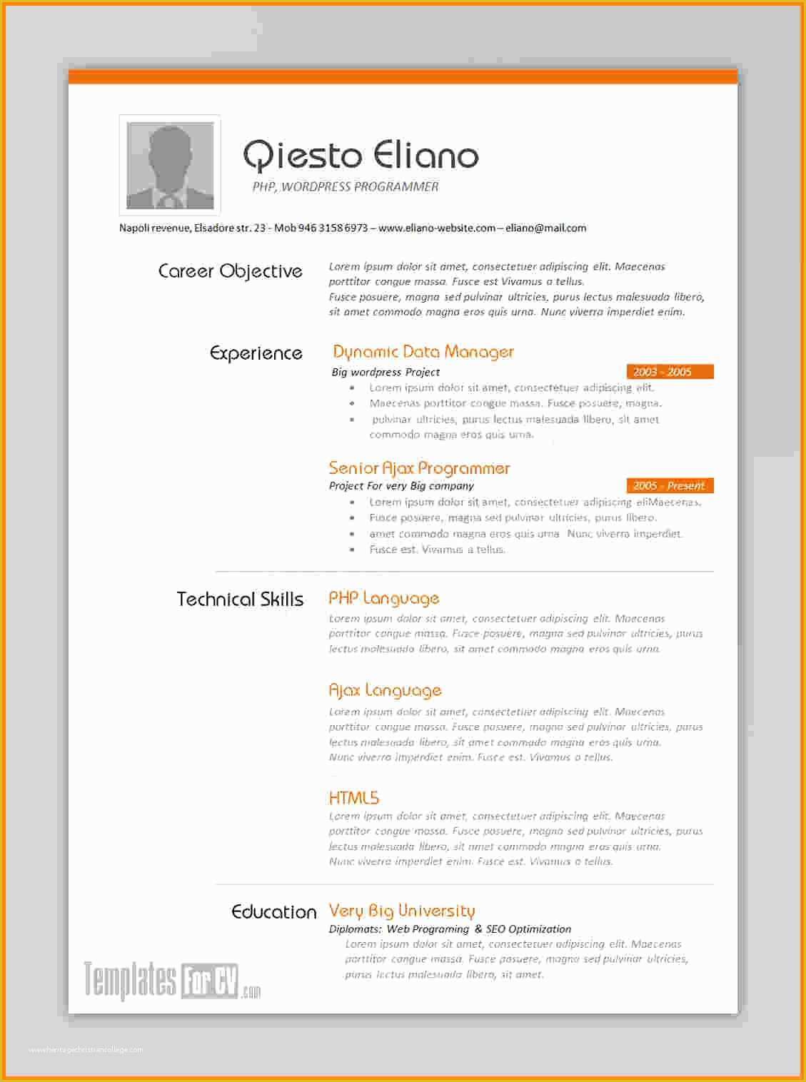 Best Free Resume Templates Of Resume Template Best Free Resume Templates 2019 My
