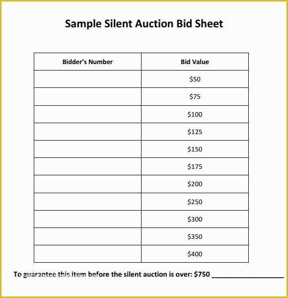 Bid form Template Free Of 20 Sample Silent Auction Bid Sheet Templates to Download