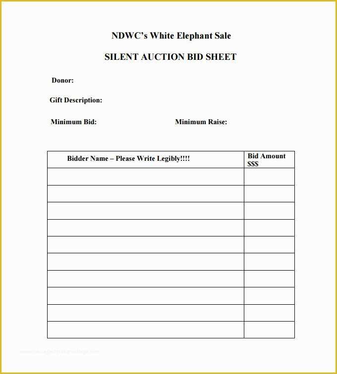 Bid form Template Free Of 20 Silent Auction Bid Sheet Templates &amp; Samples Doc