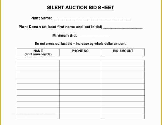 Bid form Template Free Of 20 Silent Auction Bid Sheet Templates &amp; Samples Doc