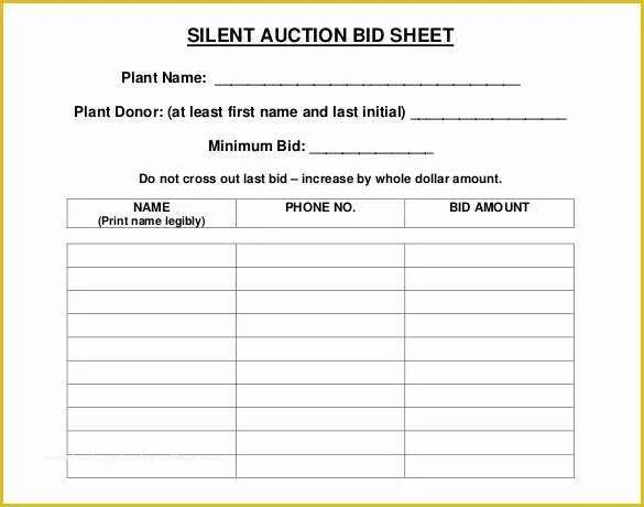 Bid form Template Free Of 20 Silent Auction Bid Sheet Templates & Samples Doc