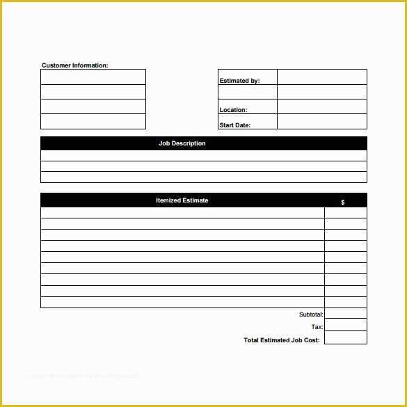 Bid form Template Free Of 26 Blank Estimate Templates Pdf Doc Excel Odt