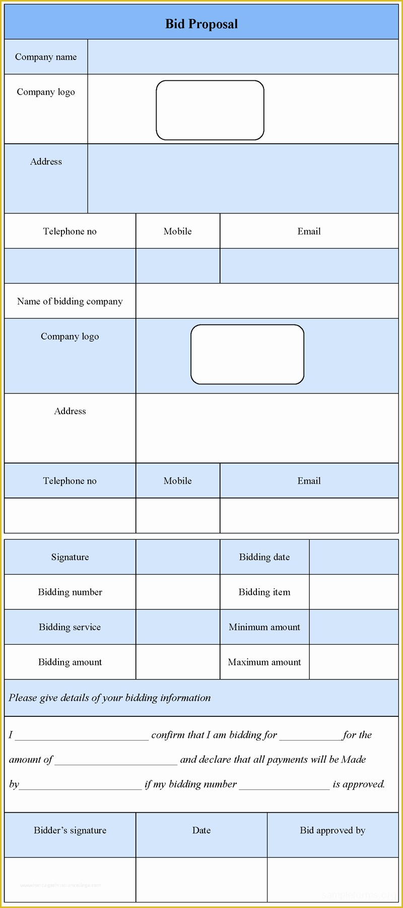 Bid form Template Free Of Bid Proposal form Example Mughals