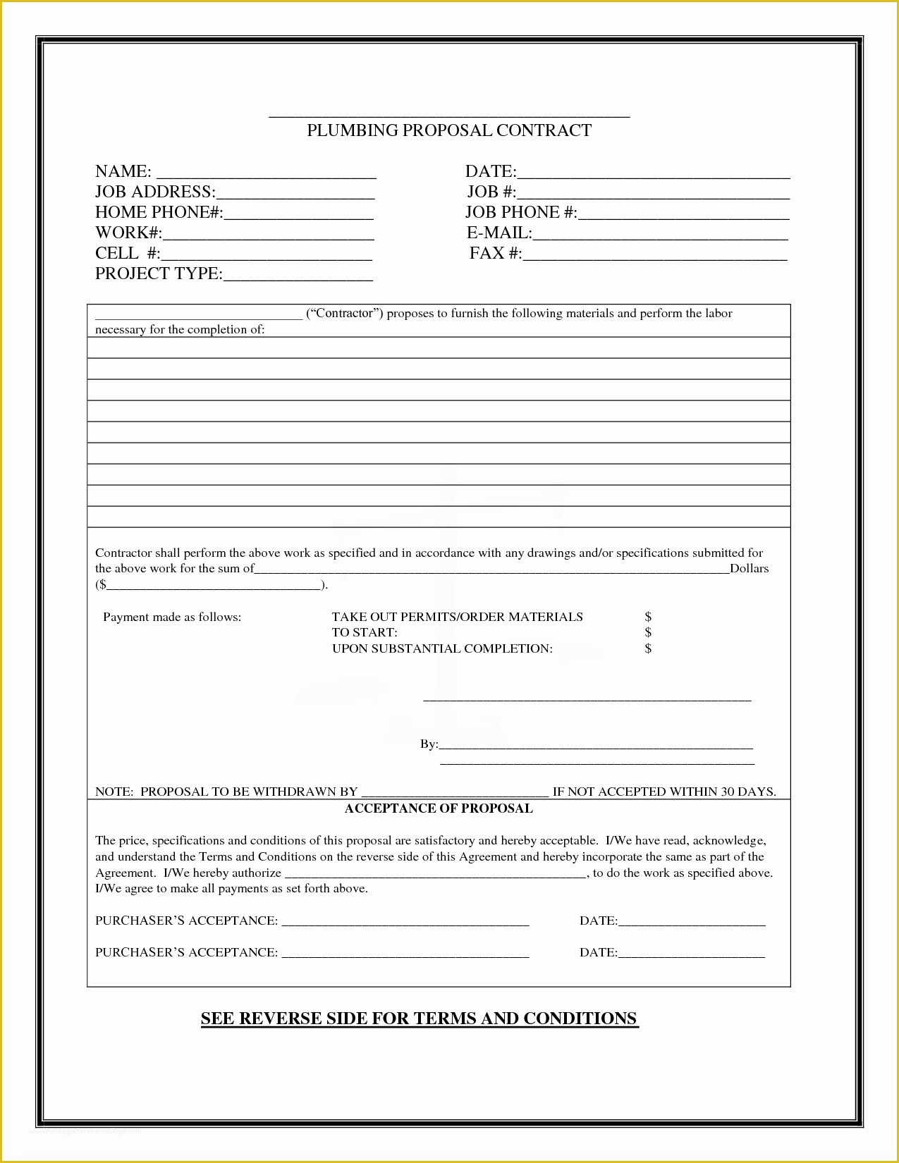Bid form Template Free Of [plumbing Proposal Template Free] 80 Images 1000