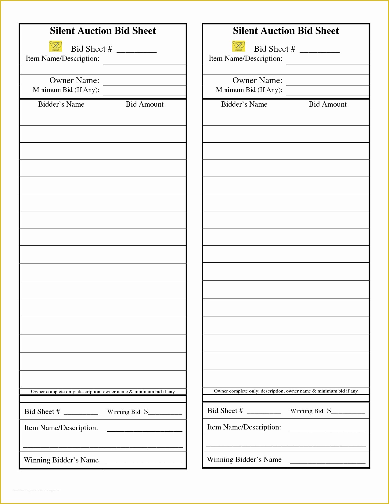 Bid form Template Free Of Silent Auction Bid Sheet Google Search