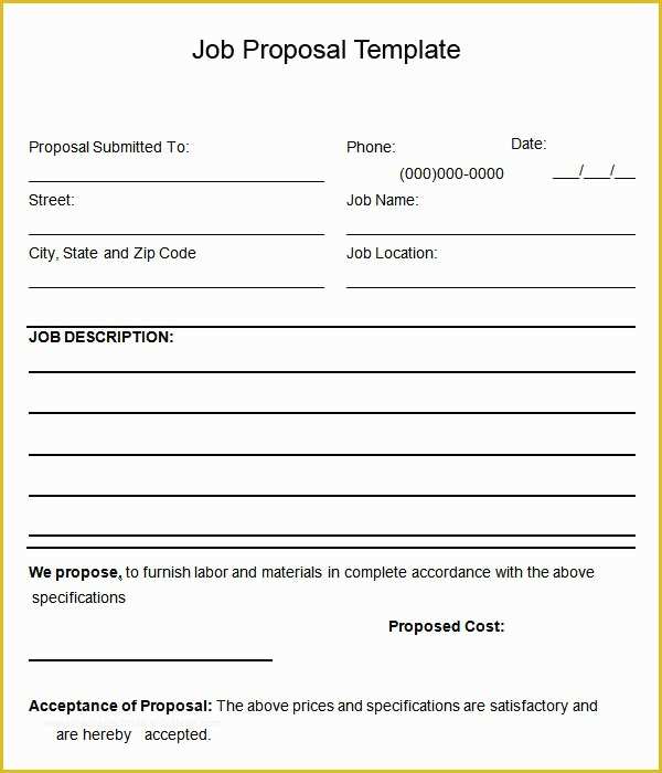 Bid Proposal Template Free Download Of 12 Sample Job Proposal Templates