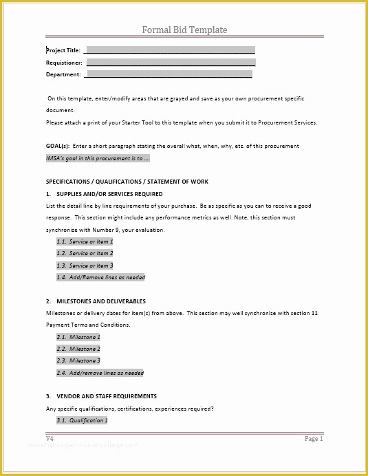 Bid Proposal Template Free Download Of Bid Proposal Template – 4 Unique Word Templates