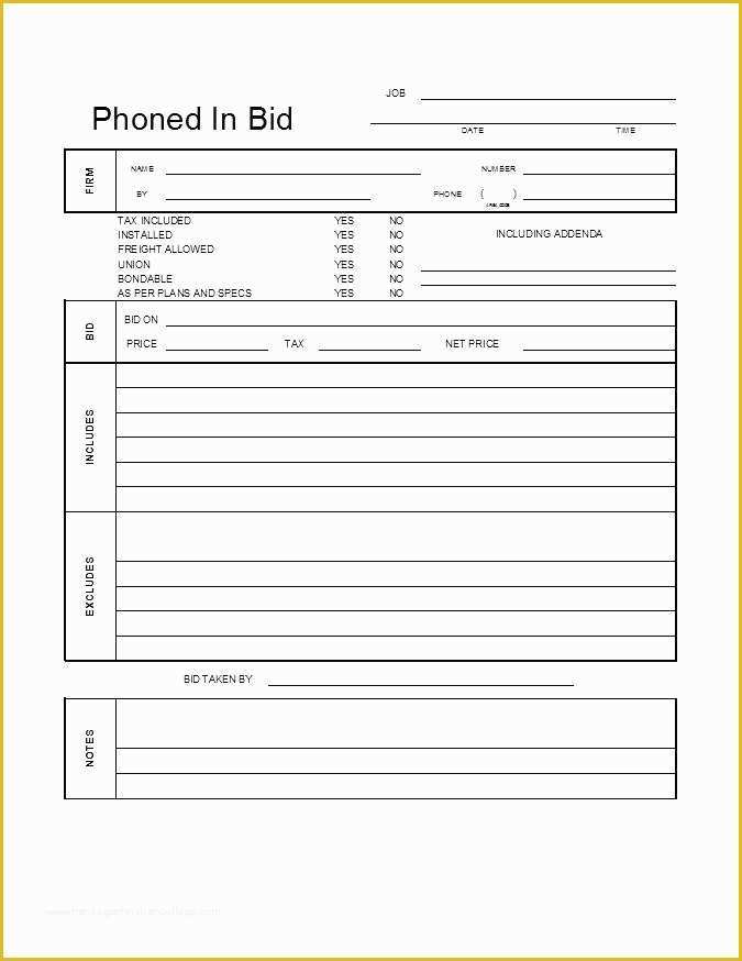 Bid Proposal Template Free Download Of Free Construction Proposal forms Free Construction forms