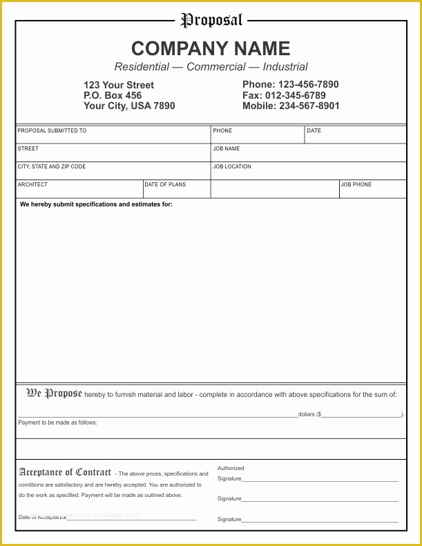 Bid Proposal Template Free Download Of Proposal Template