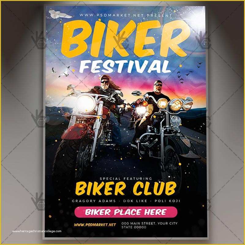 Bike Night Flyer Template Free Of Download Biker Festival Flyer Psd Template