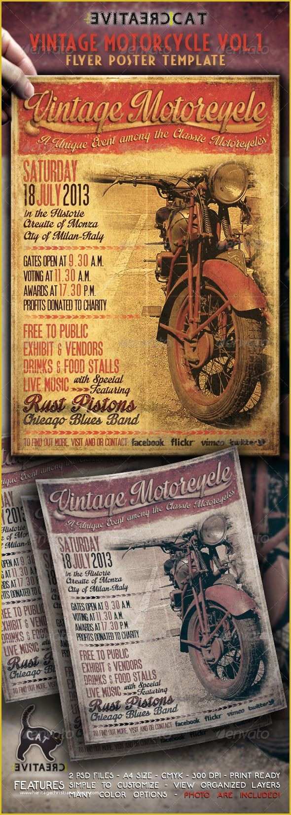 Bike Night Flyer Template Free Of Vintage Motorcycle Flyer Poster Vol 1