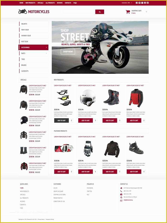 Bike Showroom Website Template Free Download Of Bike Store Responsive Zencart Template