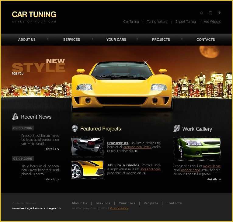 Bike Showroom Website Template Free Download Of Car Tuning Website Template