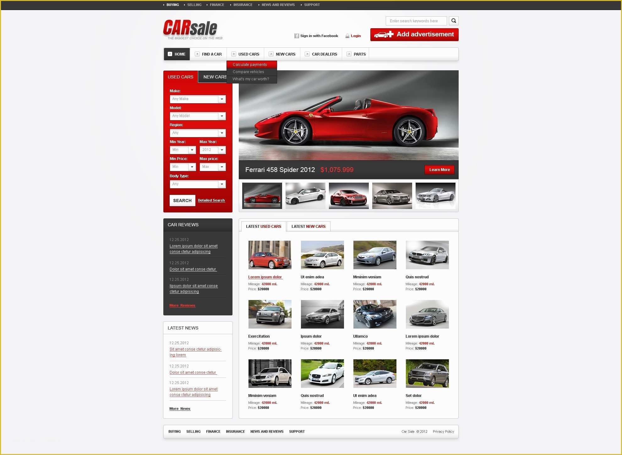 Bike Showroom Website Template Free Download Of New &amp; Used Cars Website Template