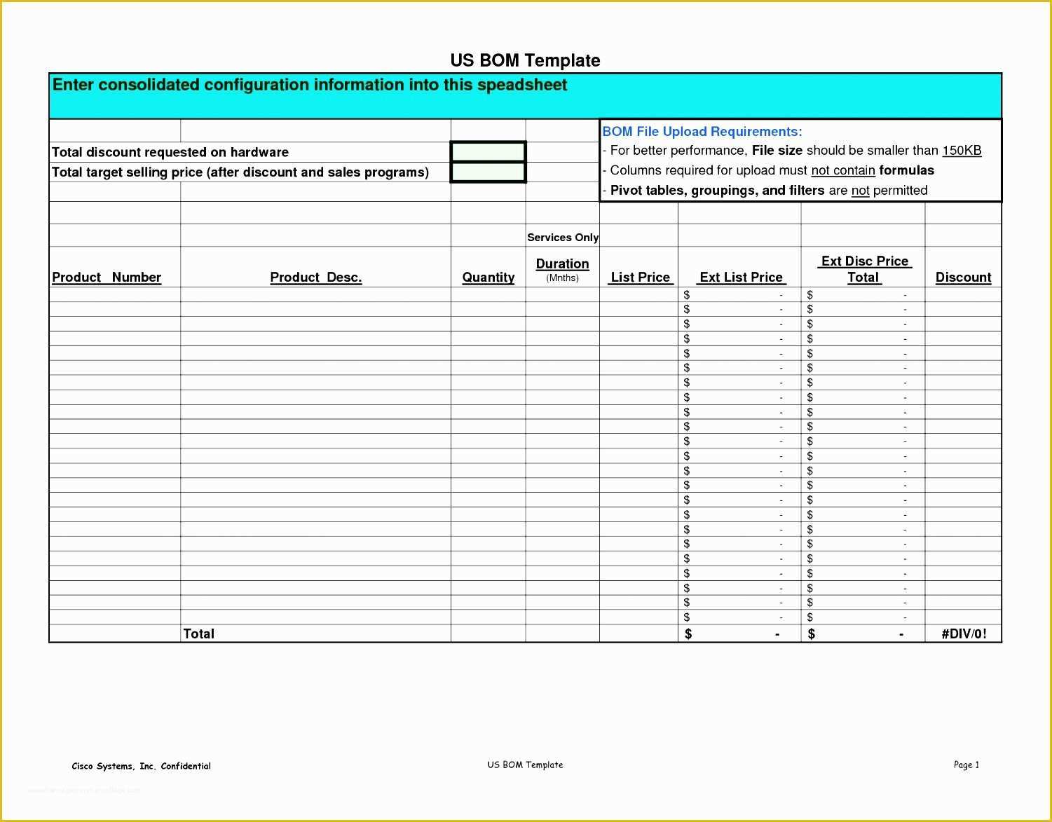 Bill Of Materials Template Free Of 8 Bill Material Excel Template Exceltemplates