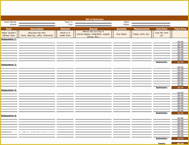 Bill Of Materials Template Free Of 8 Plus Bill Of Materials Examples and Samples