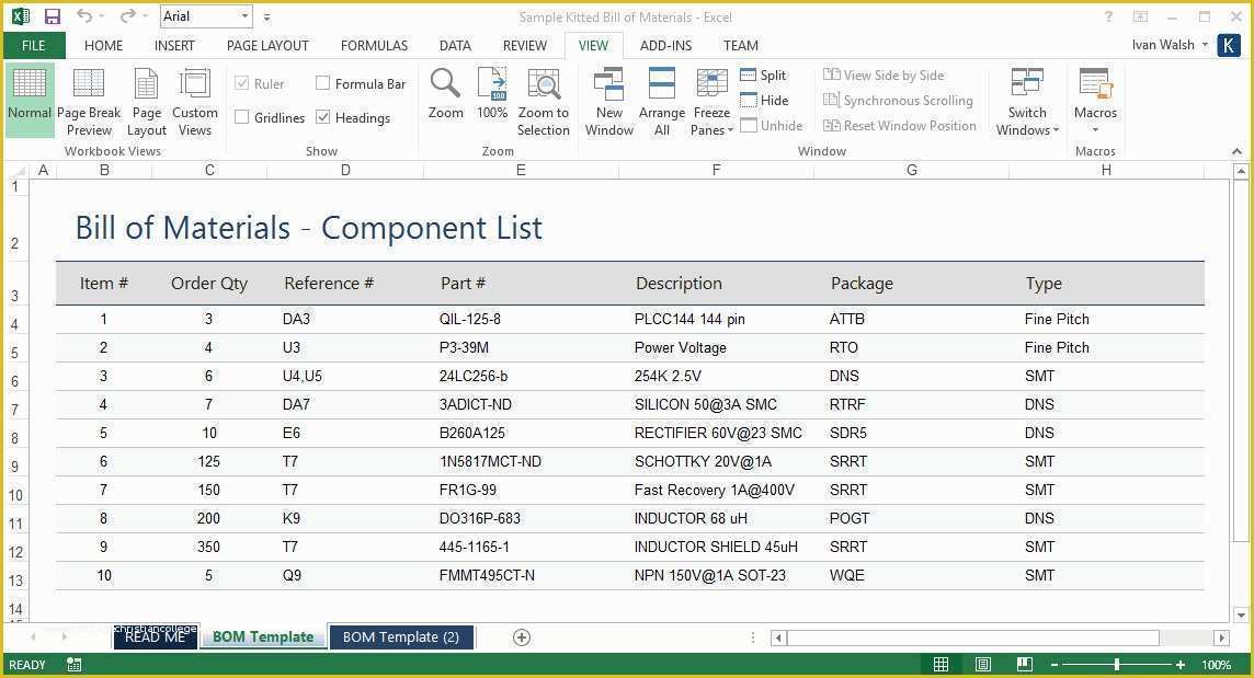 Bill Of Materials Template Free Of Bill Material Template Xls Templates Resume