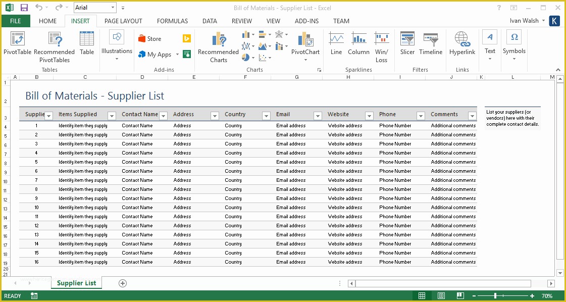 Bill Of Materials Template Free Of Bill Of Materials Bom Template