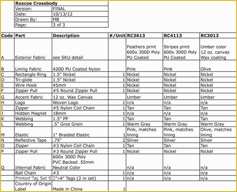 Bill Of Materials Template Free Of Bill Of Materials