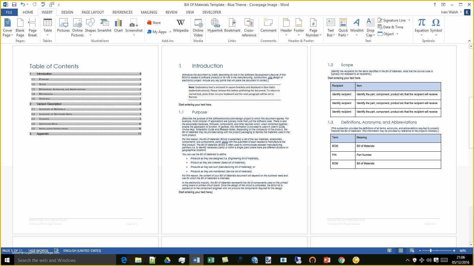 Bill Of Materials Template Free Of Bill Of Materials Template Ms Word Excel
