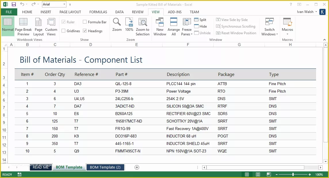 Bill Of Materials Template Free Of Bill Of Materials Template Ms Word Excel