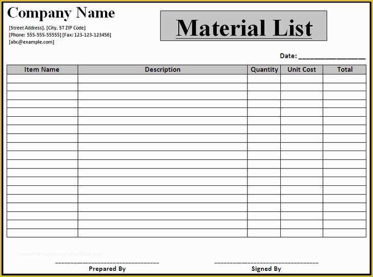 Bill Of Materials Template Free Of Download Bill Of Materials Example for Free Tidytemplates