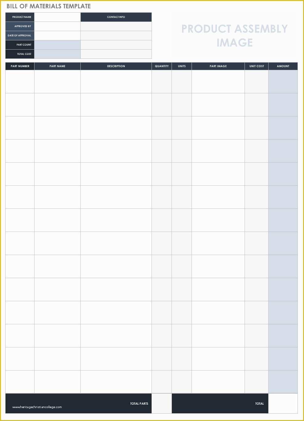 Bill Of Materials Template Free Of Free Bill Of Material Templates