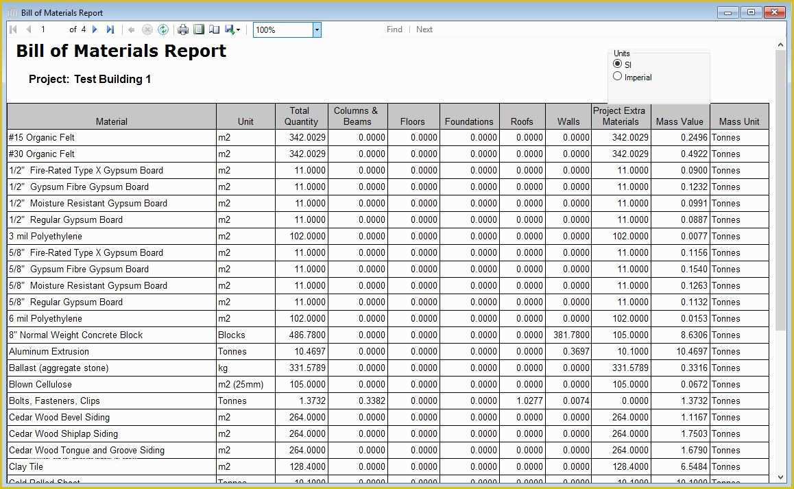 Bill Of Materials Template Free Of Report Table Bill Of Materials