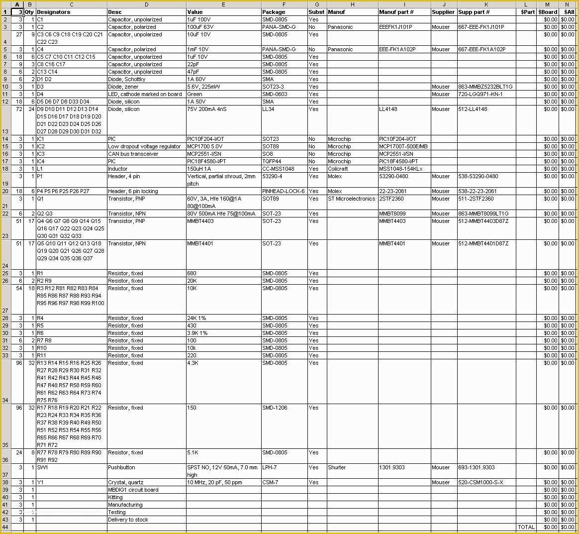 Bill Of Materials Template Free Of What Exactly is A "bill Of Materials" Bom Electrical
