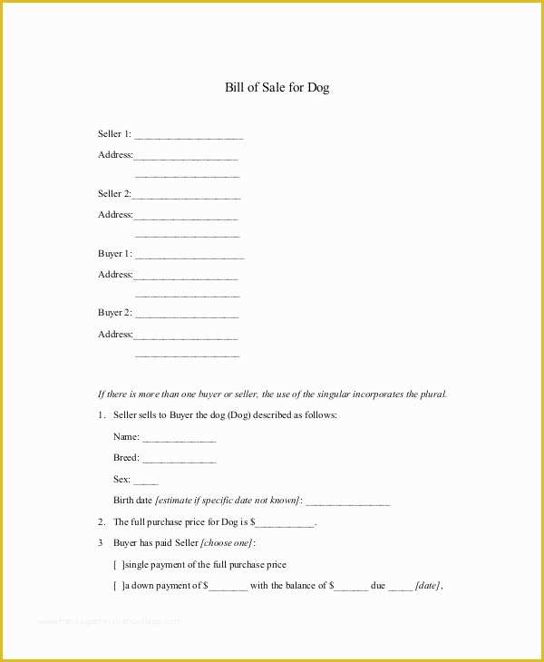 Bill Of Sale Dog Template Free Of 20 Bill Of Sale Samples