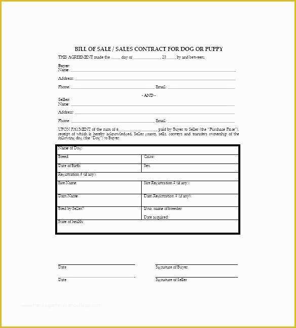 Bill Of Sale Dog Template Free Of 7 Free Printable Puppy Contract St House Pet Registration