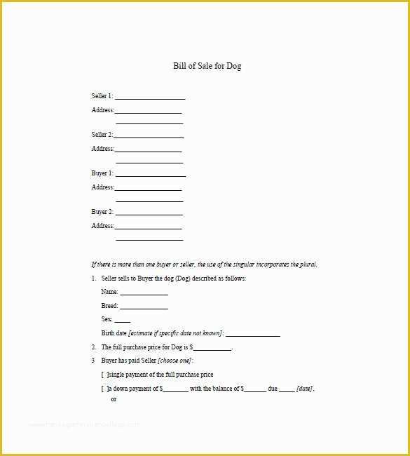 Bill Of Sale Dog Template Free Of Bill Of Sale Dog