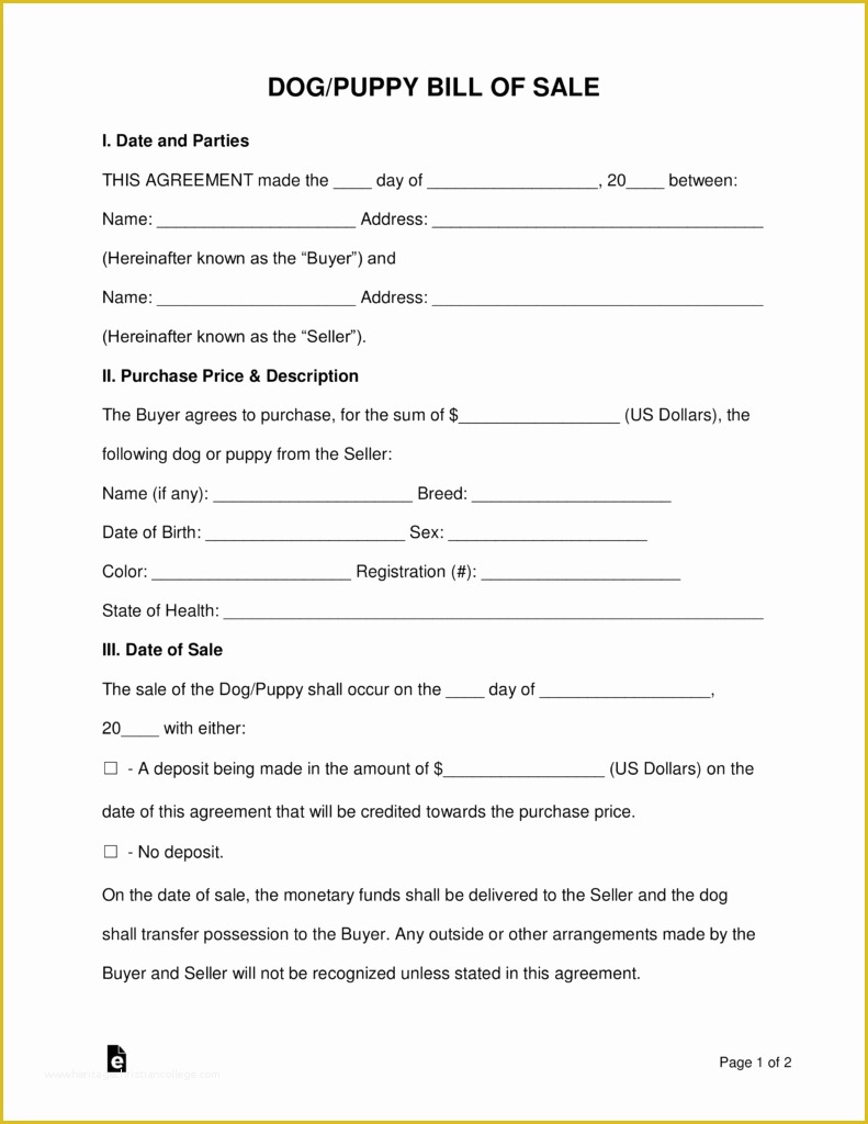 Bill Of Sale Dog Template Free Of Free Dog Puppy Bill Of Sale form Pdf Word