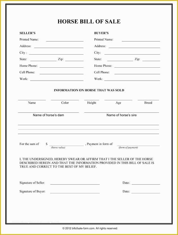 Bill Of Sale Dog Template Free Of Horse Template Printable Horse Bill Sale form