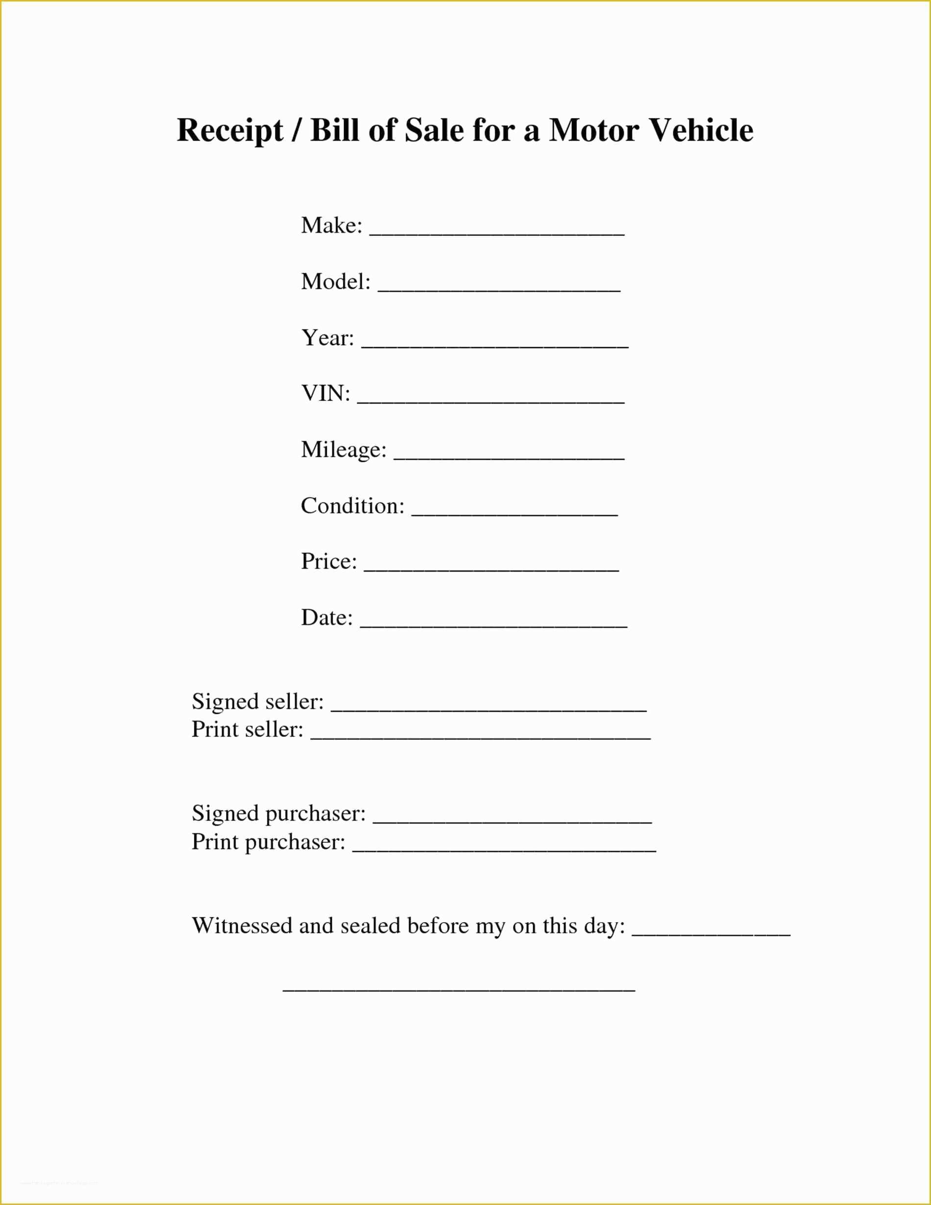 Bill Of Sale Free Template form Of Auto Bill Sale Template Hawaii Sample New Dmv form