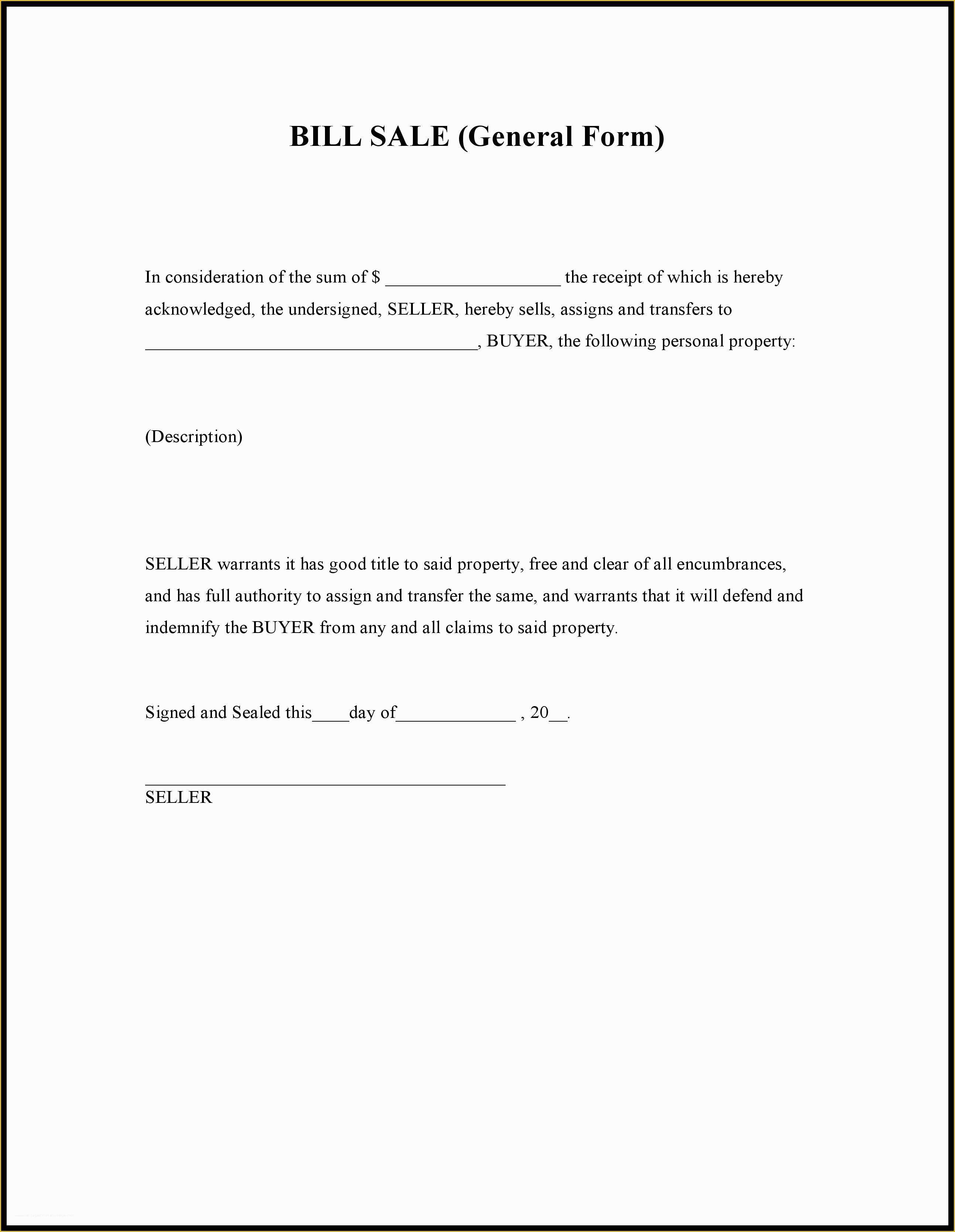 Bill Of Sale Free Template form Of Automobile Bill Sale form – Bill Of Sale