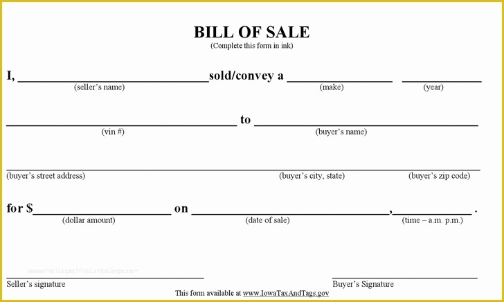 Bill Of Sale Free Template form Of Bill Of Sale form Template