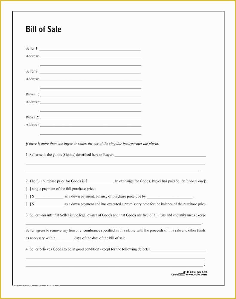 Bill Of Sale Free Template form Of Bill Of Sale form Template Vehicle [printable]