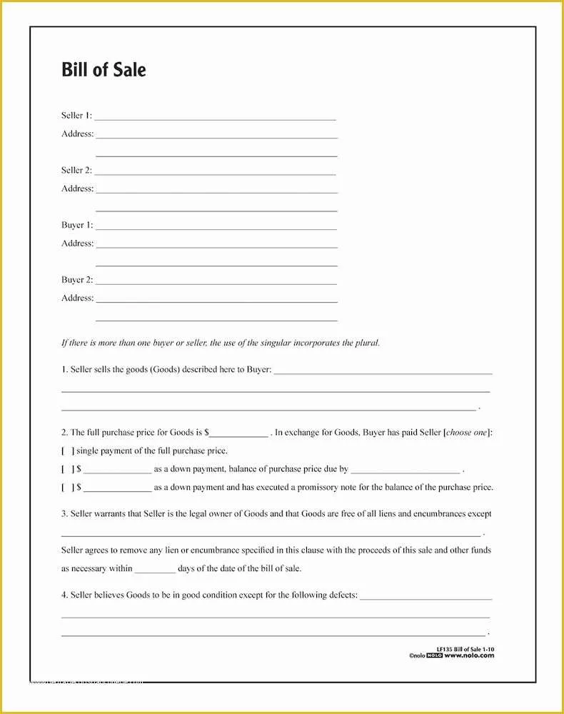 Bill Of Sale Free Template form Of Bill Of Sale form Template Vehicle [printable]