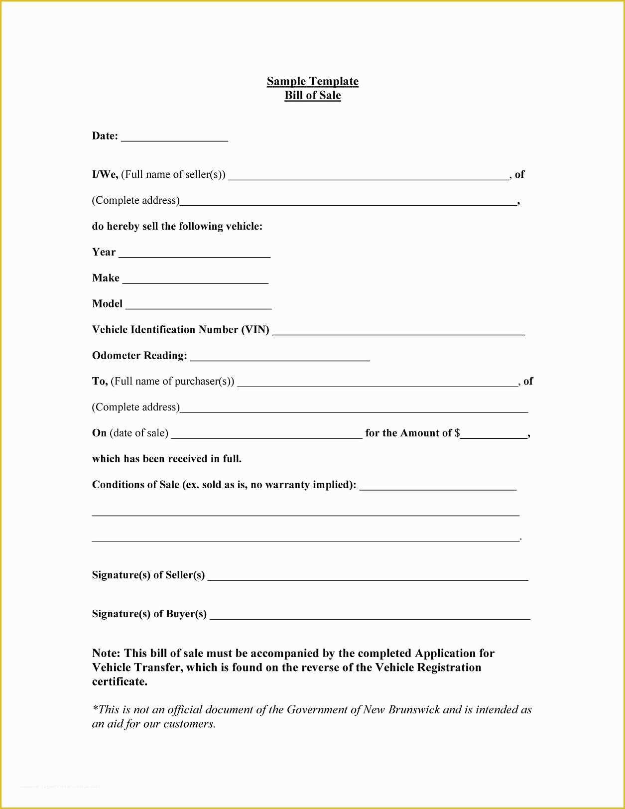 Bill Of Sale Free Template form Of Bill Sale Sample Document Mughals